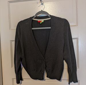 Fervour cropped black cardigan sweater